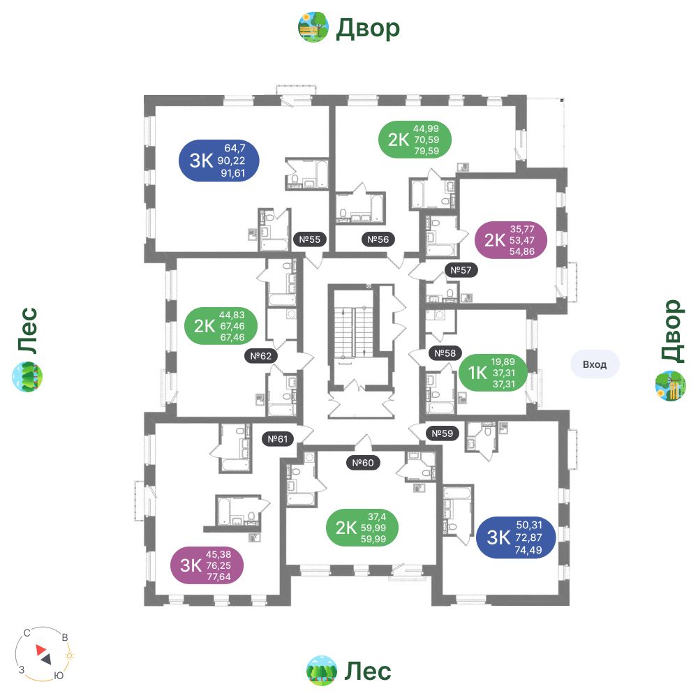 3-комнатная квартира, 90,22 м²