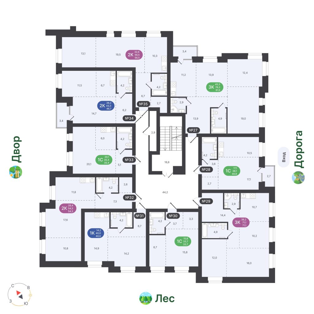 1-комнатная квартира, 35,4 м²
