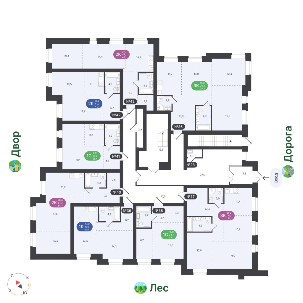 1-комнатная квартира, 33,7 м²