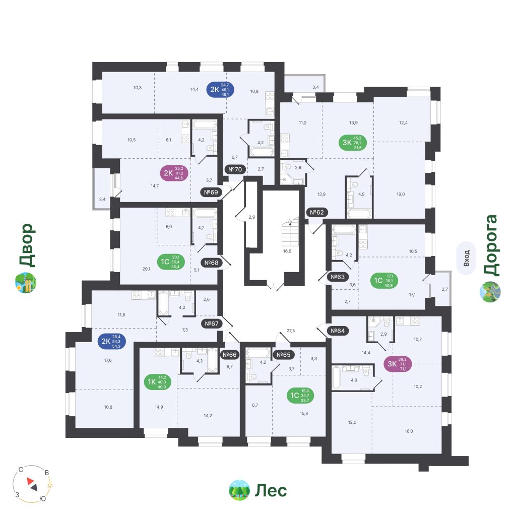 1-комнатная квартира, 33,7 м²