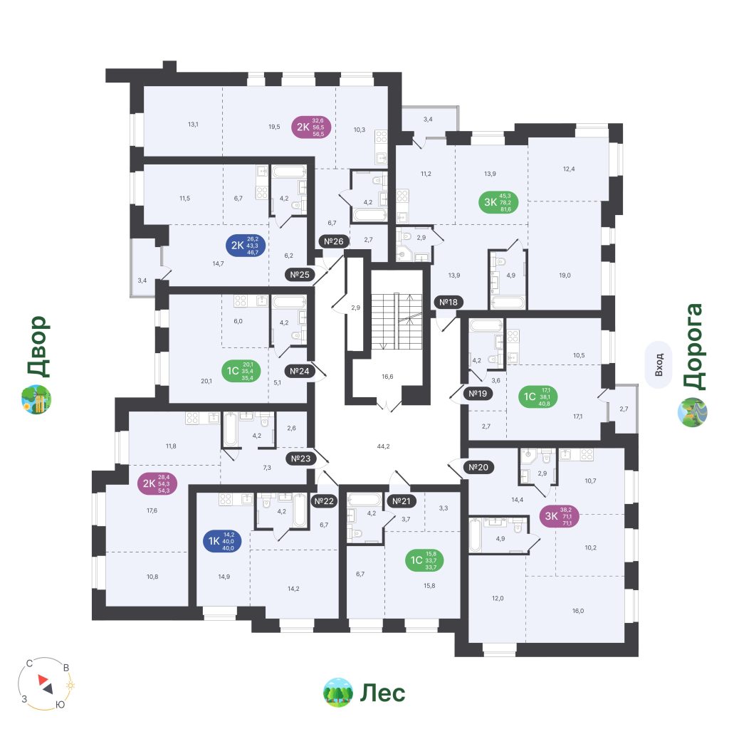 1-комнатная квартира, 33,7 м²