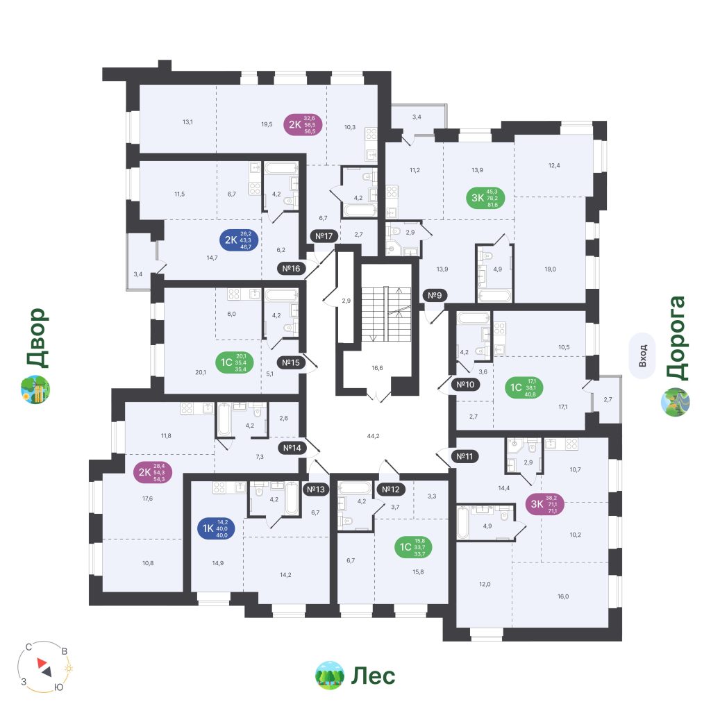 1-комнатная квартира, 38,1 м²