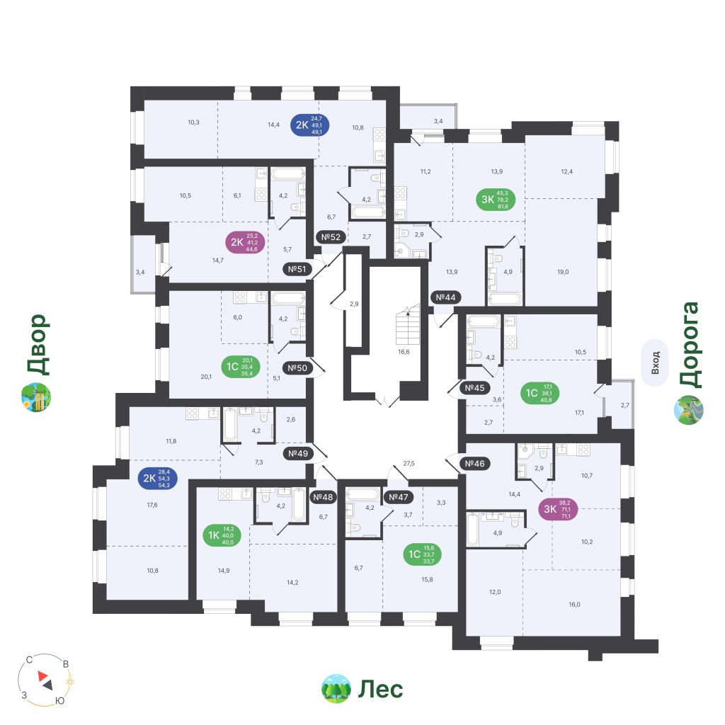 1-комнатная квартира, 33,7 м²